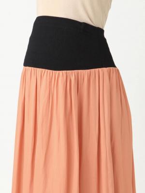 アウトレット|【産前産後対応】ヴィンテージサテンギャザーロングスカート【出産後も長く使える】