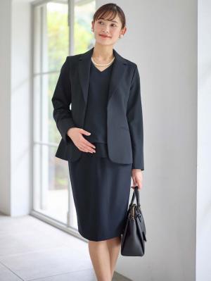 マタニティ トップス|ストレッチジョーゼットテーラードジャケット【産前産後対応】|ネイビー
