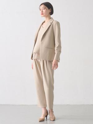 マタニティ トップス|ストレッチジョーゼットテーラードジャケット【産前産後対応】|ベージュ