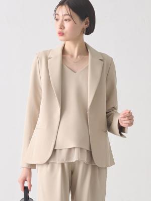 マタニティ トップス|ストレッチジョーゼットテーラードジャケット【産前産後対応】|ベージュ