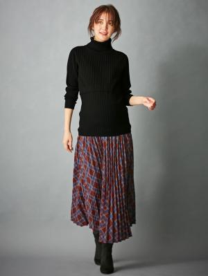 アウトレット|リブタートルニット　マタニティ・授乳服|ブラック