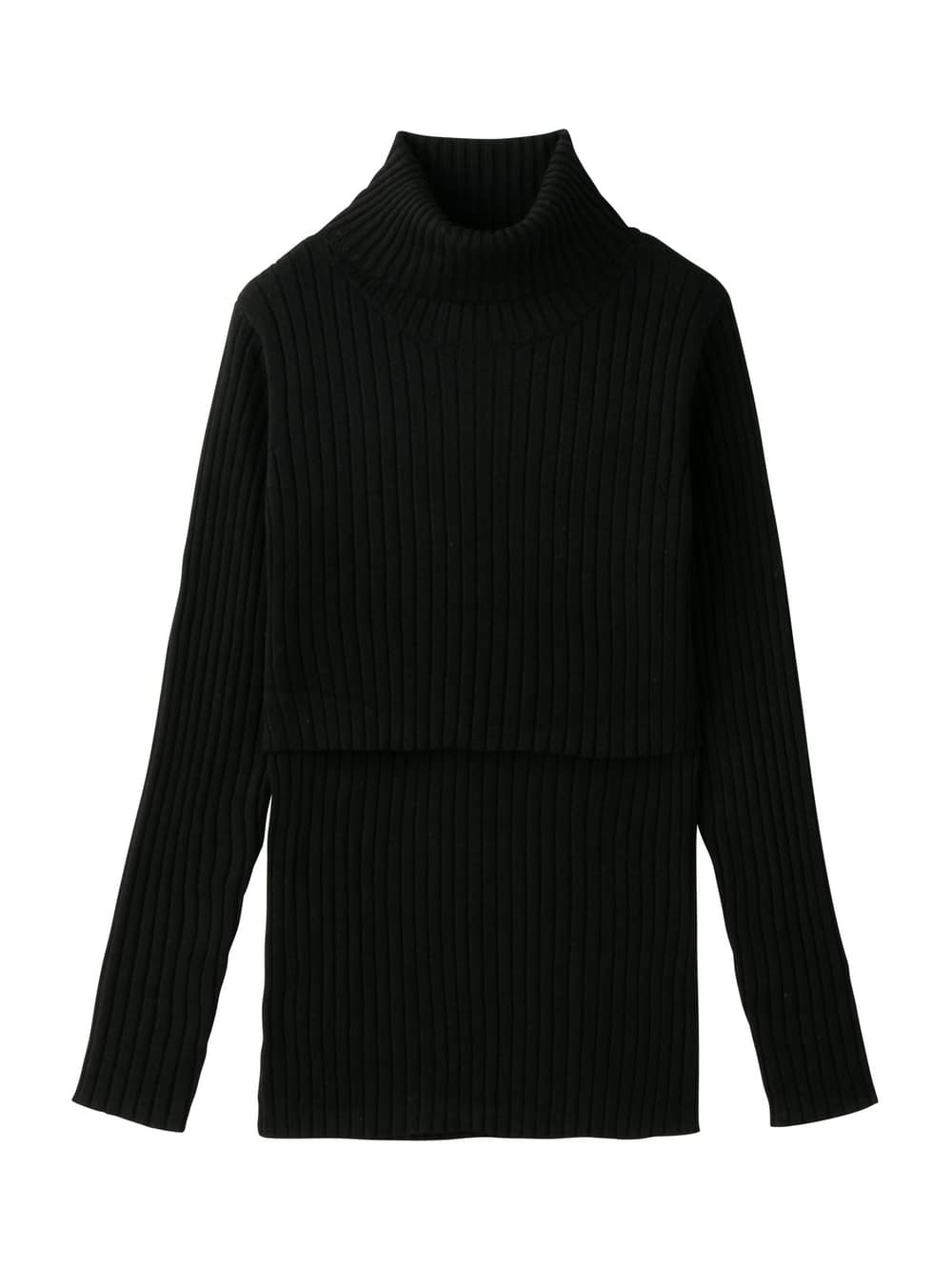 アウトレット|リブタートルニット　マタニティ・授乳服|ブラック