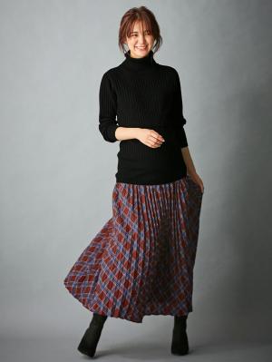 アウトレット|リブタートルニット　マタニティ・授乳服|ブラック