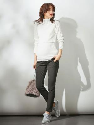 アウトレット|リブタートルニット　マタニティ・授乳服|オフホワイト