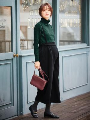 アウトレット|リブタートルニット　マタニティ・授乳服|グリーン