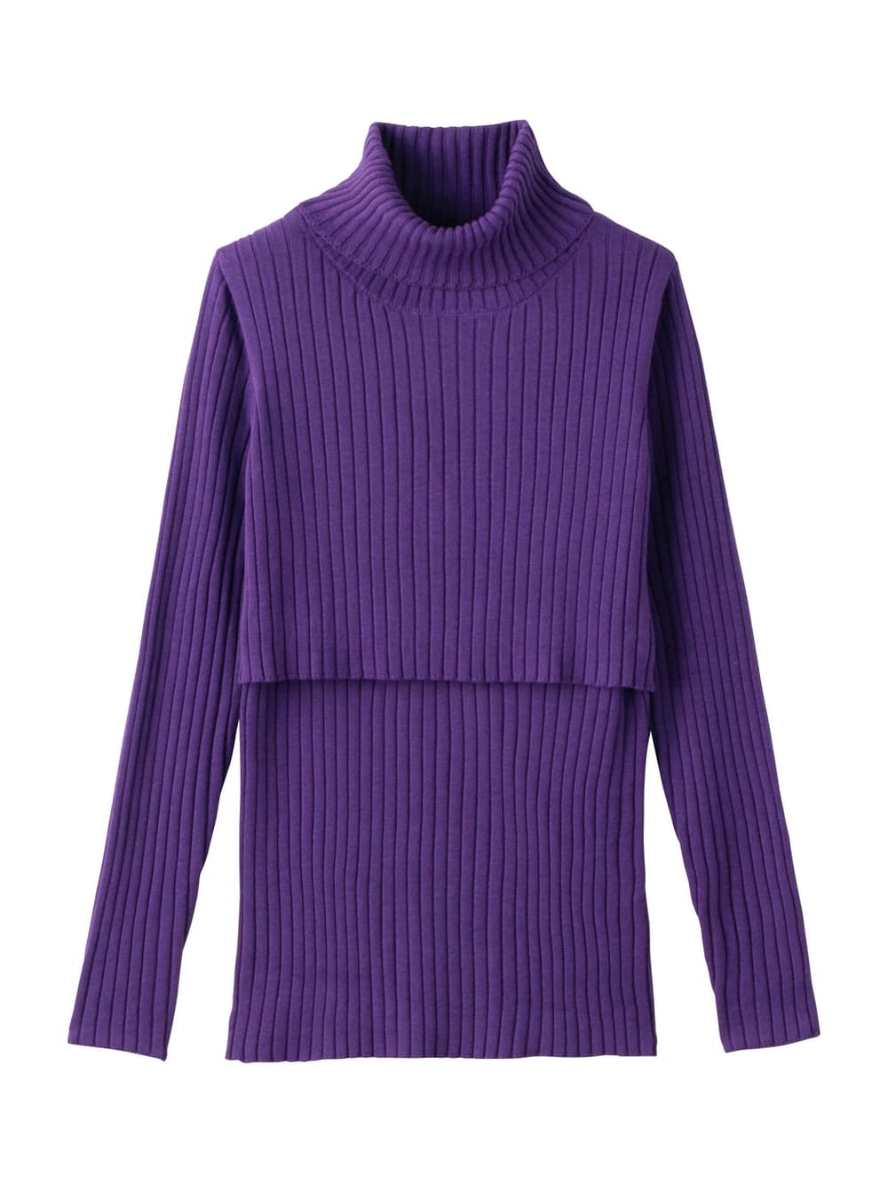 アウトレット|リブタートルニット　マタニティ・授乳服|パープル