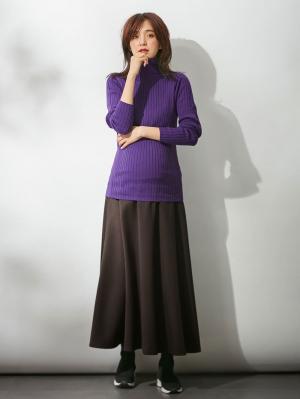 アウトレット|リブタートルニット　マタニティ・授乳服|パープル