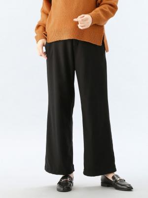 アウトレット|【産前産後対応】【あったか】裏フェルトタッチ起毛ワイドパンツ【出産後も長く使える】|ブラック