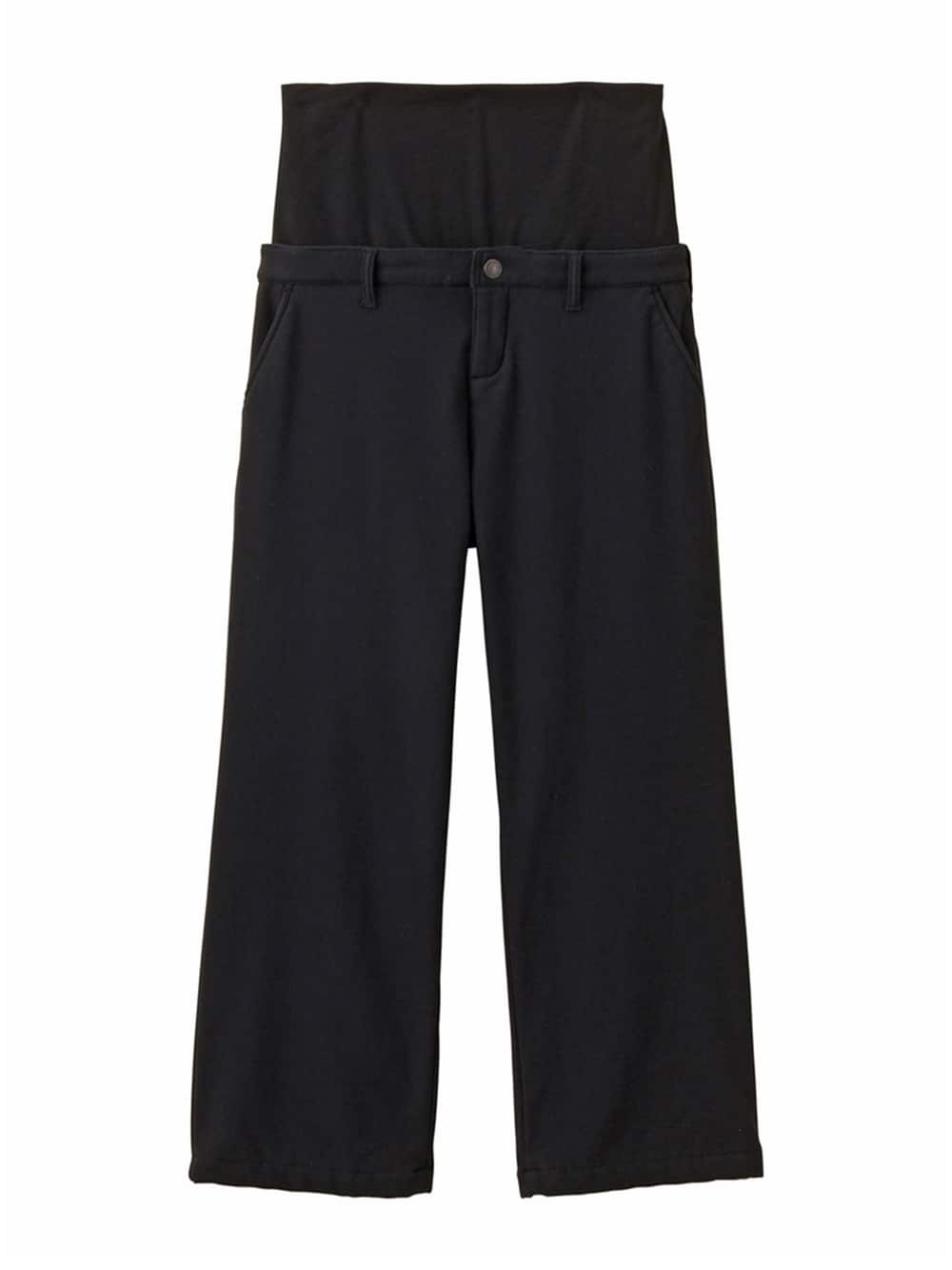 アウトレット|【産前産後対応】【あったか】裏フェルトタッチ起毛ワイドパンツ【出産後も長く使える】|ブラック