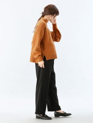 アウトレット|【産前産後対応】【あったか】裏フェルトタッチ起毛ワイドパンツ【出産後も長く使える】|ブラック