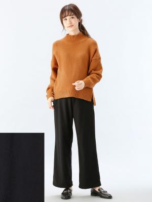 アウトレット|【産前産後対応】【あったか】裏フェルトタッチ起毛ワイドパンツ【出産後も長く使える】|ブラック