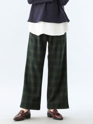 アウトレット|【産前産後対応】【あったか】裏フェルトタッチ起毛ワイドパンツ【出産後も長く使える】|ブラックウォッチ