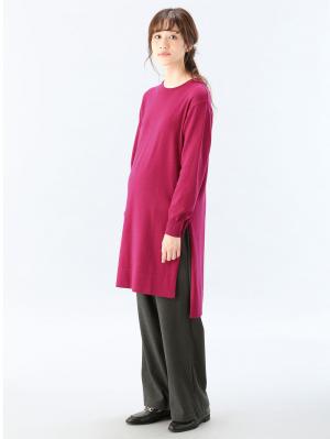 アウトレット|【産前産後対応】【あったか】裏フェルトタッチ起毛ワイドパンツ【出産後も長く使える】|チャコール