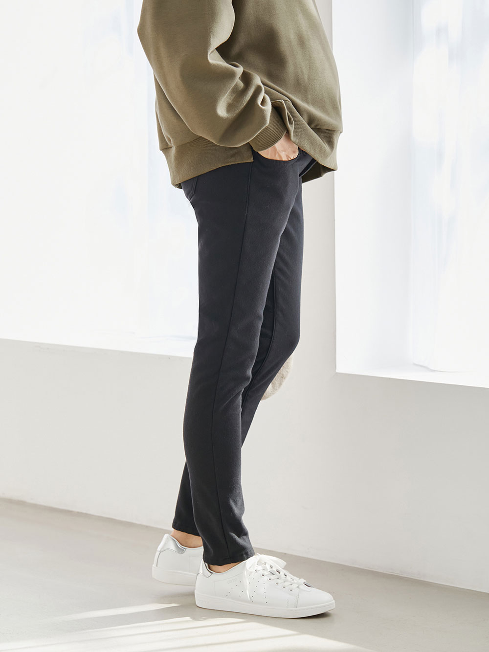 マタニティ パンツ|【産前産後対応】【あったか】裏フェルトタッチ起毛スキニーパンツ【出産後も長く使える】|ブラック