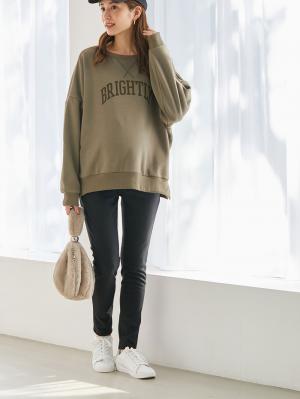 マタニティ パンツ|【産前産後対応】【あったか】裏フェルトタッチ起毛スキニーパンツ【出産後も長く使える】|ブラック