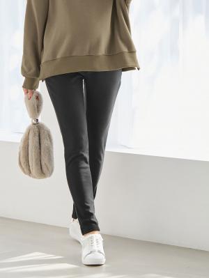マタニティ パンツ|【産前産後対応】【あったか】裏フェルトタッチ起毛スキニーパンツ【出産後も長く使える】|ブラック