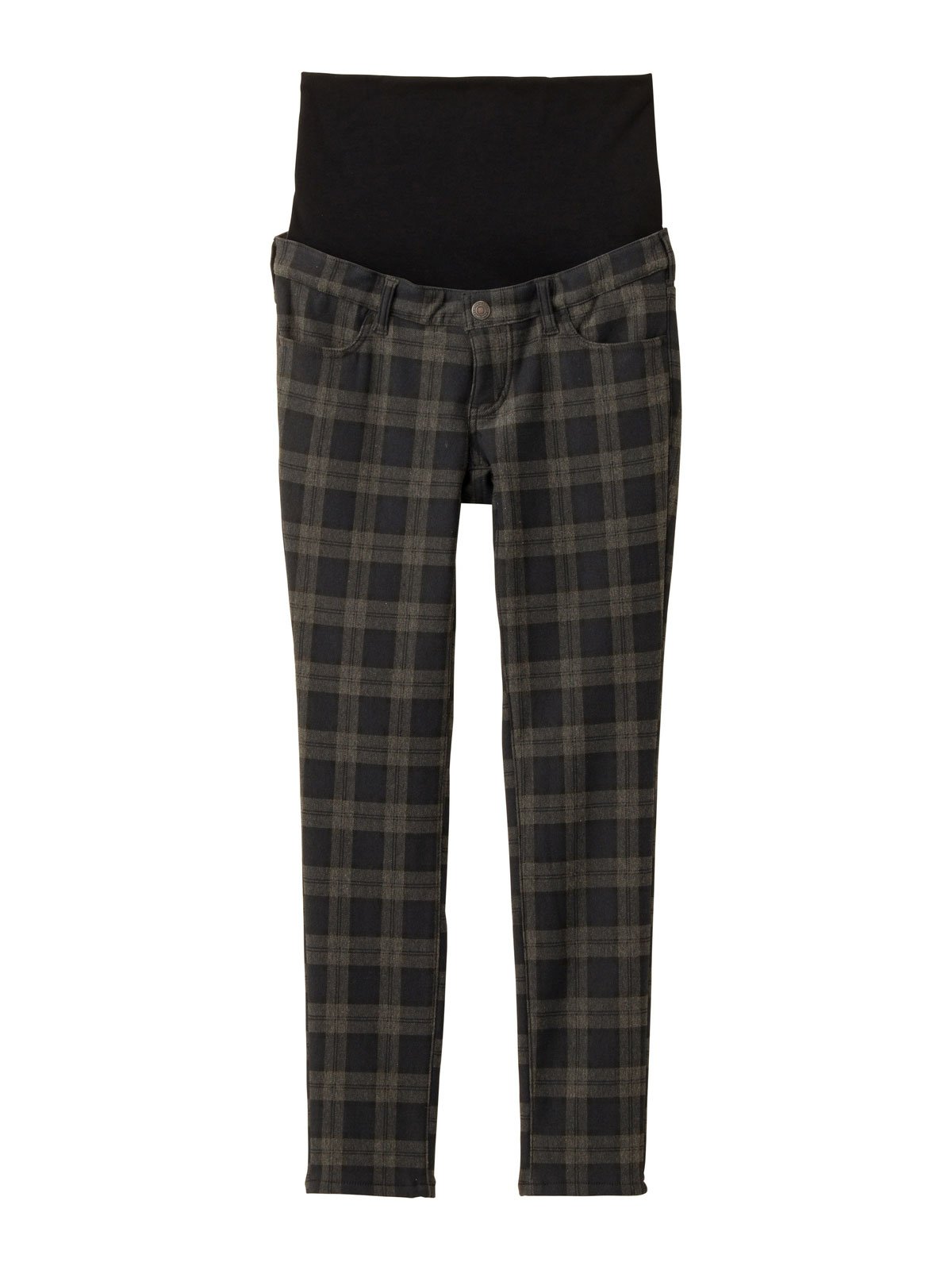 マタニティ パンツ|【産前産後対応】【あったか】裏フェルトタッチ起毛スキニーパンツ【出産後も長く使える】|ブルーチェック