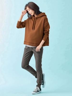 マタニティ パンツ|【産前産後対応】【あったか】裏フェルトタッチ起毛スキニーパンツ【出産後も長く使える】|グレンチェック