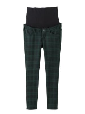マタニティ パンツ|【産前産後対応】【あったか】裏フェルトタッチ起毛スキニーパンツ【出産後も長く使える】|ブラックウォッチチェック