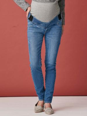 マタニティ パンツ|【産前産後対応】ストレッチハイブリッドデニムVパンツ【出産後も長く使える】