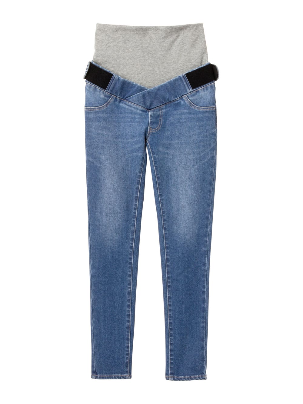 マタニティ パンツ|【産前産後対応】ストレッチハイブリッドデニムVパンツ【出産後も長く使える】|ブルー