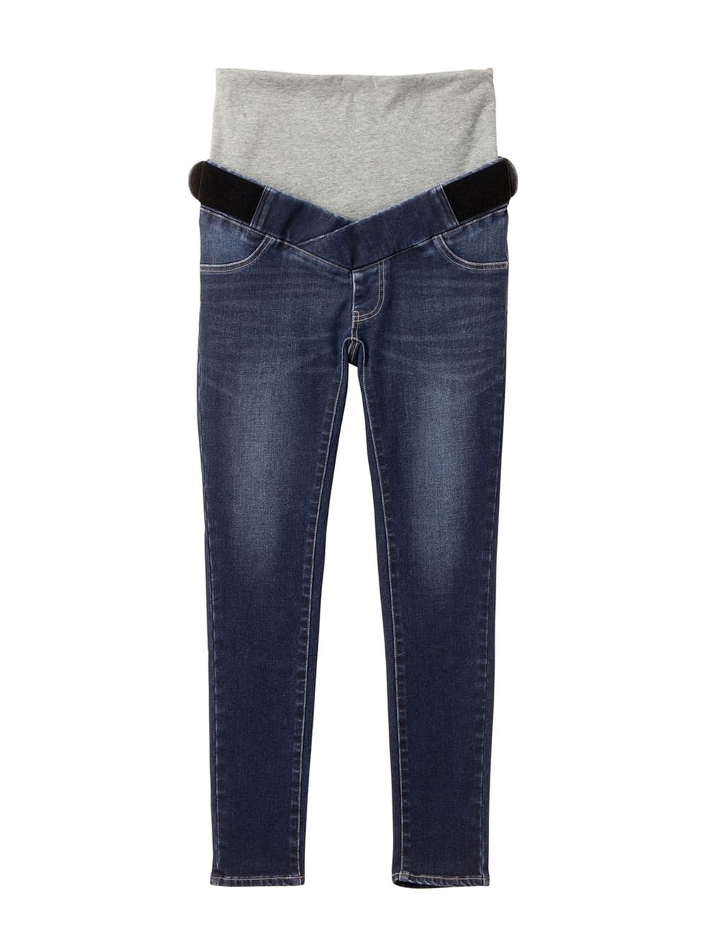 マタニティ パンツ|【産前産後対応】ストレッチハイブリッドデニムVパンツ【出産後も長く使える】|ネイビー