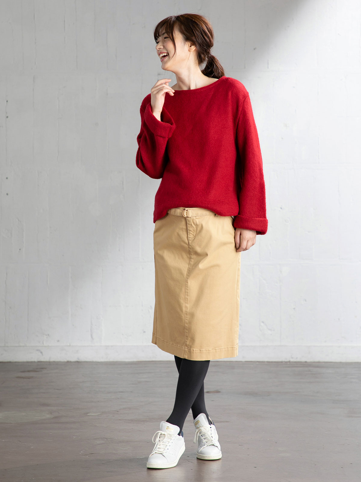 マタニティ スカート|【産前産後対応】モダール混なめらかタイトスカート|ベージュ