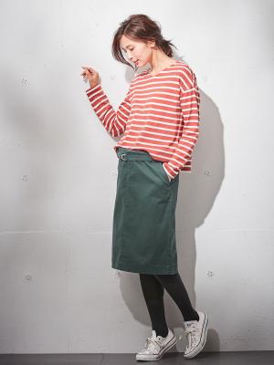 マタニティ スカート|【産前産後対応】モダール混なめらかタイトスカート|グリーン