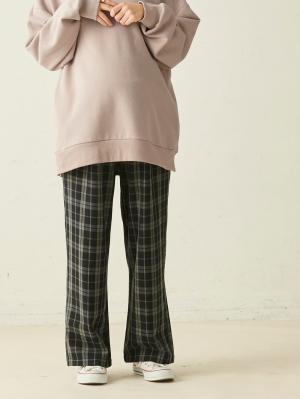 マタニティ パンツ|【産前産後対応】TRストレッチタックワイドパンツ【出産後も長く使える】|ウィンドーペンチェック（裏起毛）