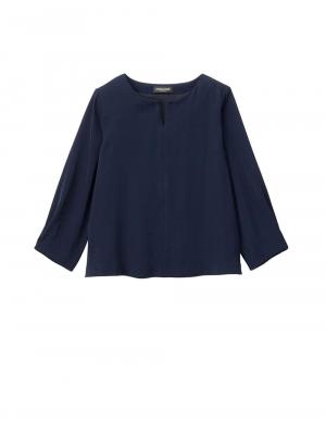 マタニティ トップス|ハイクォリティジョーゼットキーネックトップス　マタニティ・授乳服【出産後も長く使える】|ネイビー