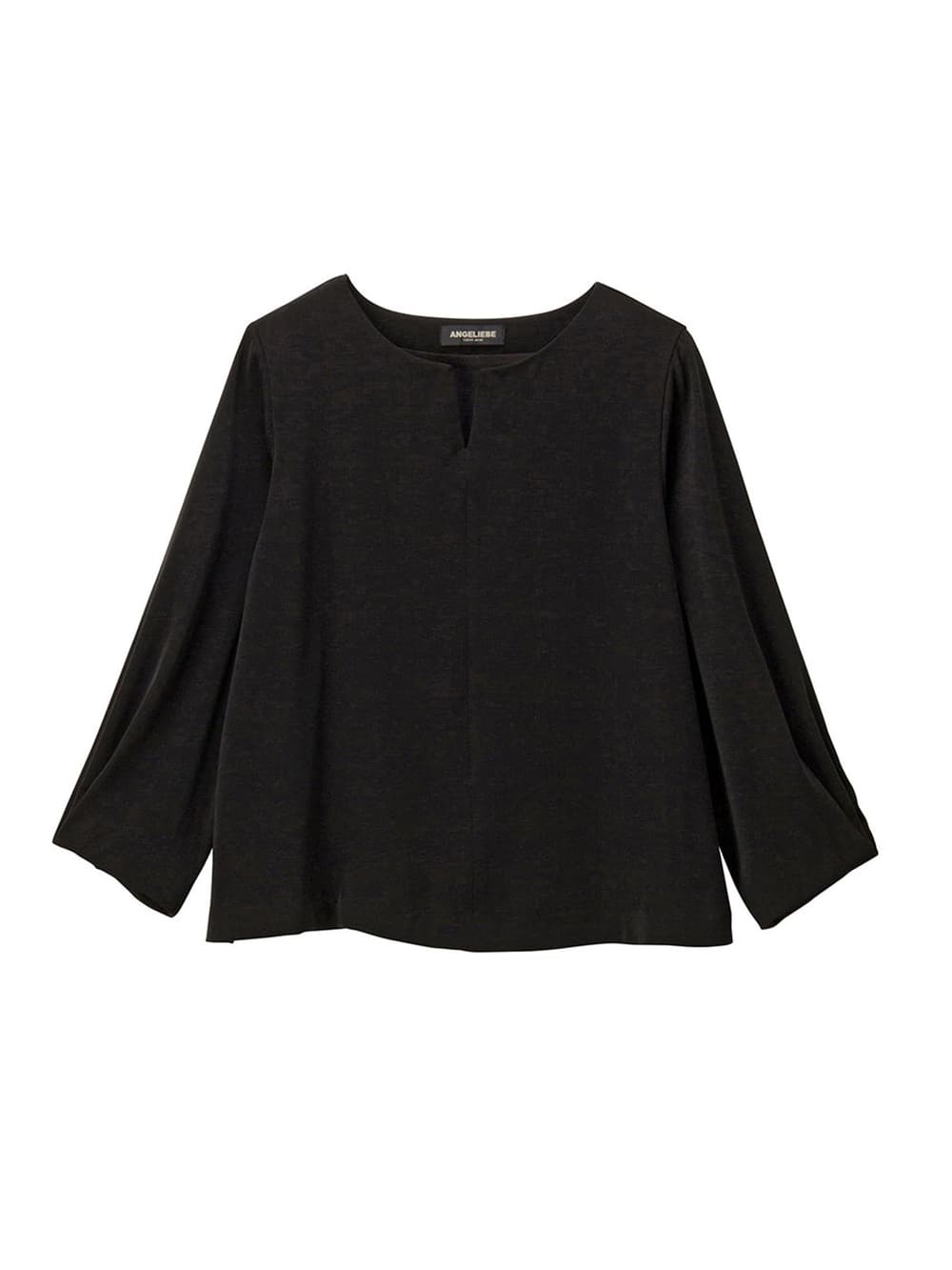 マタニティ トップス|ハイクォリティジョーゼットキーネックトップス　マタニティ・授乳服【出産後も長く使える】|ブラック