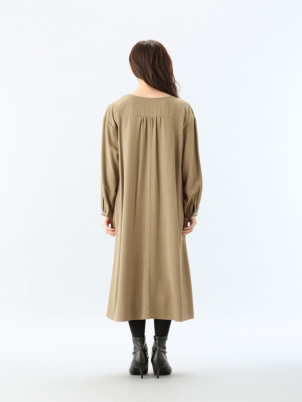 アウトレット|テンセルVネックマキシワンピース　マタニティ・授乳服【出産後も長く使える】