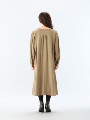 アウトレット|テンセルVネックマキシワンピース　マタニティ・授乳服【出産後も長く使える】