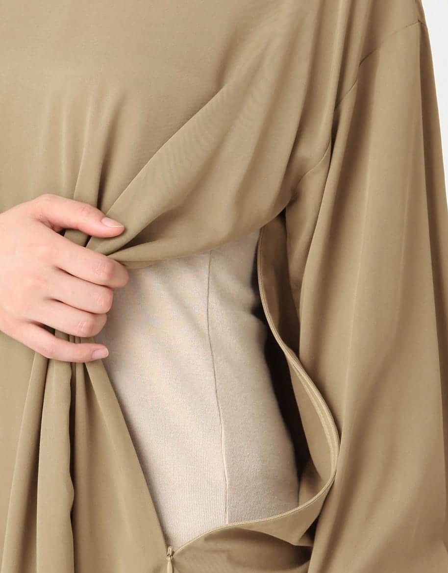 アウトレット|テンセルVネックマキシワンピース　マタニティ・授乳服【出産後も長く使える】