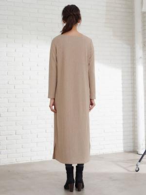 アウトレット|マタニティリブニットソーワンピース　マタニティ・授乳服【出産後も長く使える】