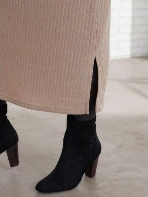 アウトレット|マタニティリブニットソーワンピース　マタニティ・授乳服【出産後も長く使える】