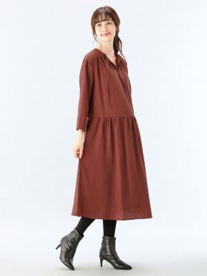 ワンピース|スキッパーワンピース　マタニティ・授乳服|ブラウン