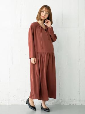 ワンピース|スキッパーワンピース　マタニティ・授乳服|ブラウン