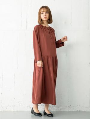 ワンピース|スキッパーワンピース　マタニティ・授乳服|ブラウン