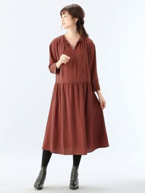 ワンピース|スキッパーワンピース　マタニティ・授乳服|ブラウン