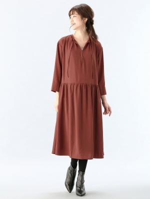 ワンピース|スキッパーワンピース　マタニティ・授乳服|ブラウン