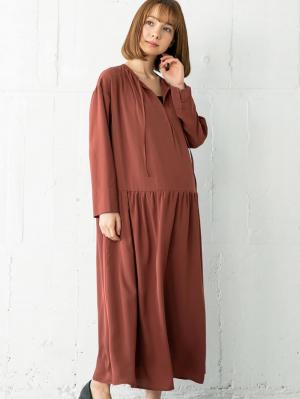 ワンピース|スキッパーワンピース　マタニティ・授乳服|ブラウン