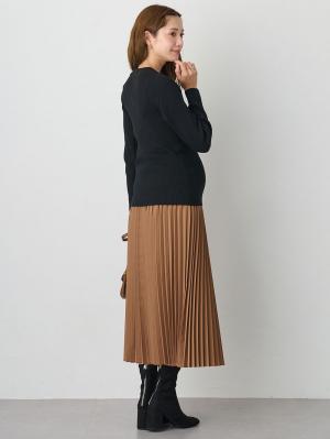 マタニティ スカート|アコーディオンプリーツロングスカート【出産後も長く使える】【産前産後対応】|キャメル