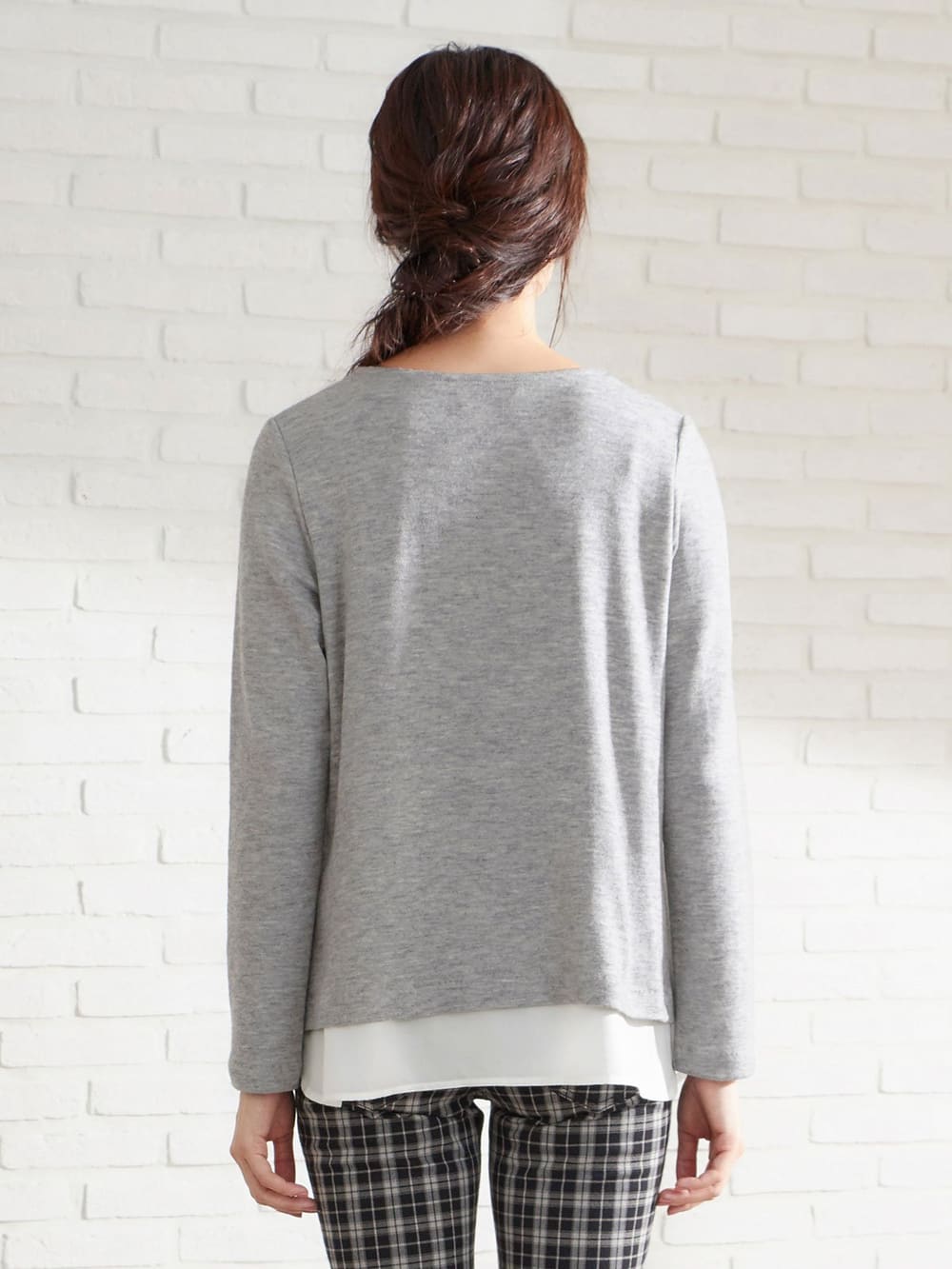 アウトレット|レイヤードVネックニットソートップス　マタニティ・授乳服【出産後も長く使える】