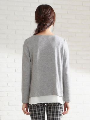 アウトレット|レイヤードVネックニットソートップス　マタニティ・授乳服【出産後も長く使える】