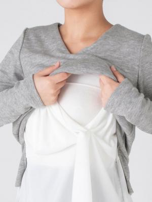 アウトレット|レイヤードVネックニットソートップス　マタニティ・授乳服【出産後も長く使える】