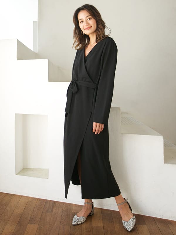 マタニティ ワンピース|Vicente for mom（ヴィセンテフォーマム） ジョーゼットタッチ強撚スムースカシュクールワンピース　マタニティ・授乳服