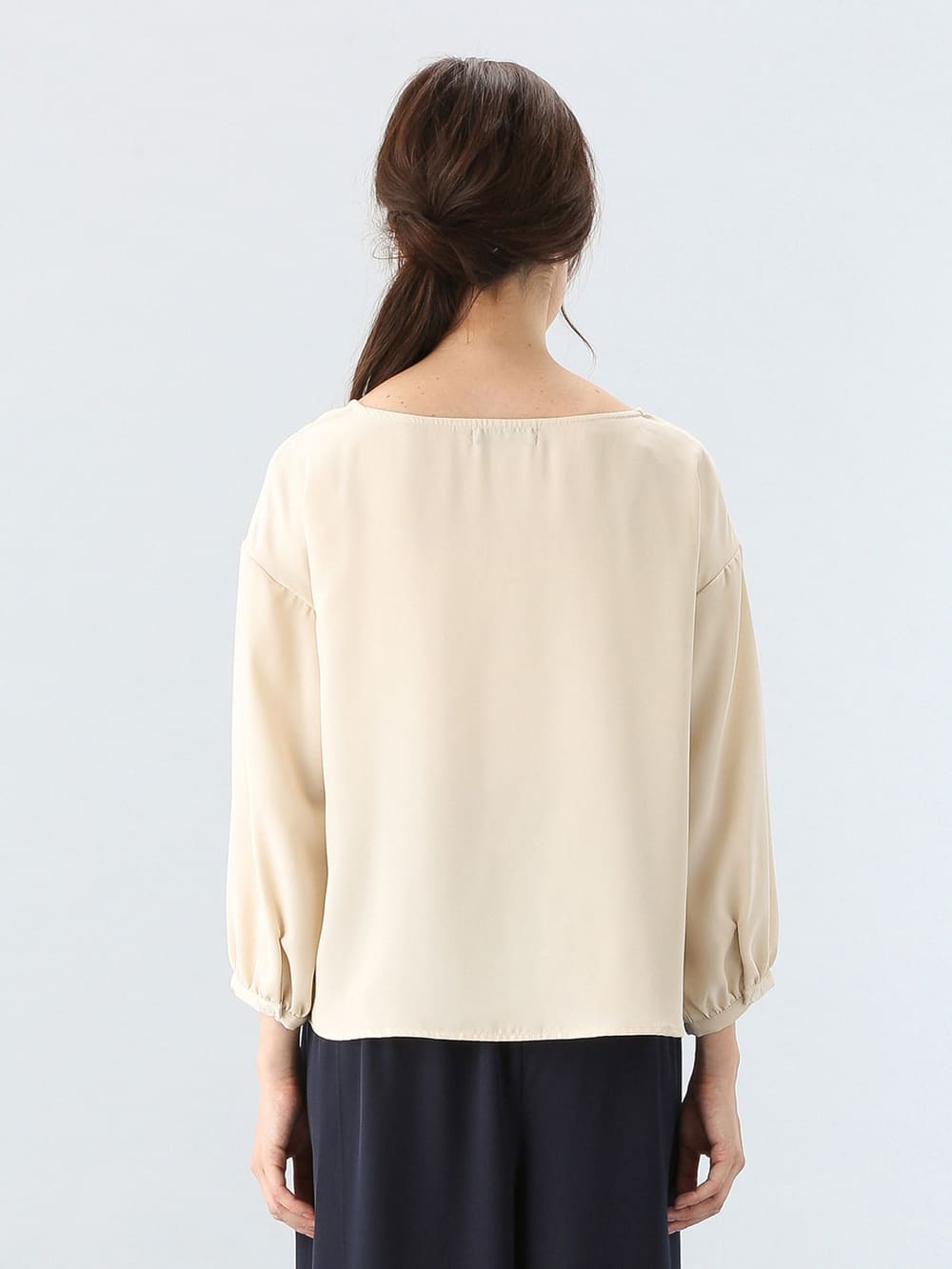 アウトレット|【セットアップ可】ツイルクルーネックブラウス　マタニティ・授乳服【出産後も長く使える】