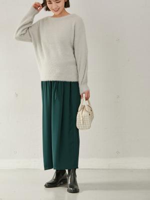 マタニティ パンツ|【産前産後対応】【セットアップ可】ツイルワイドパンツ【出産後も長く使える】|グリーン