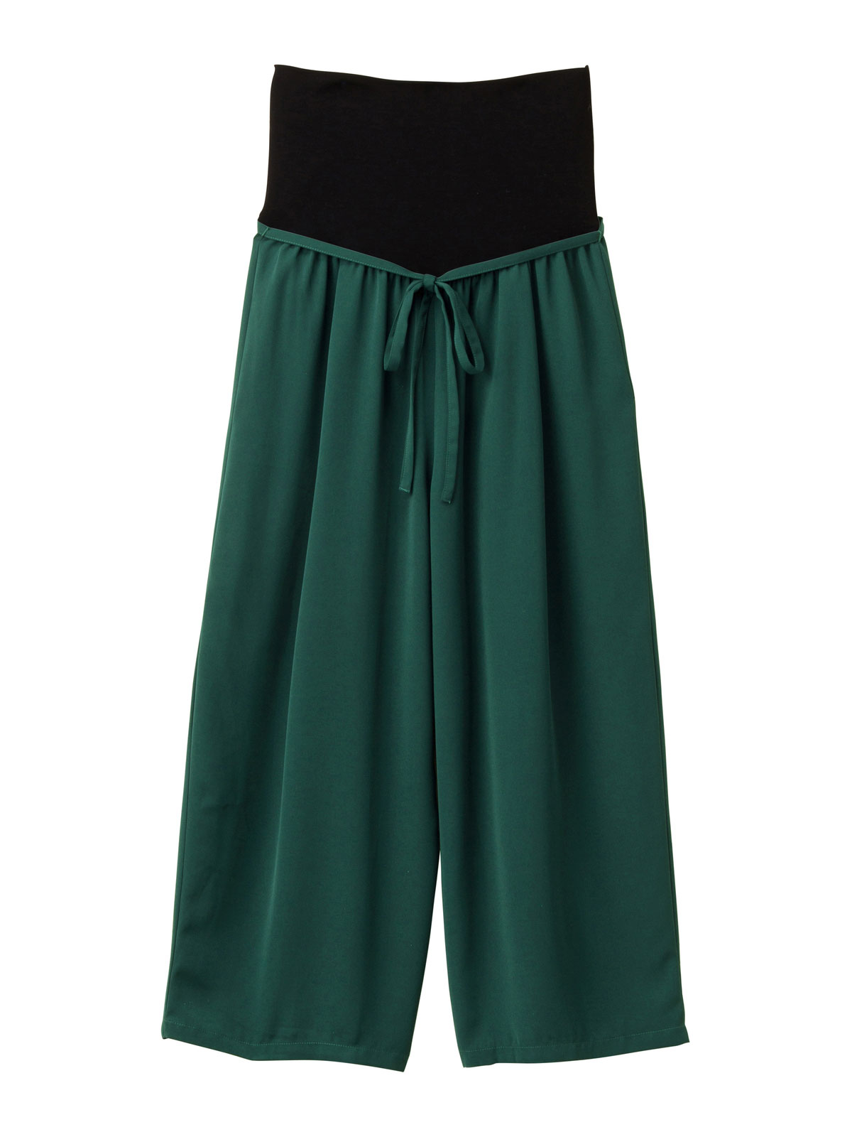 マタニティ パンツ|【産前産後対応】【セットアップ可】ツイルワイドパンツ【出産後も長く使える】|グリーン